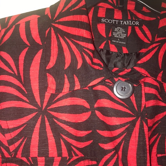 ❤️Long button down cardigan jacket L red black - Picture 3 of 8